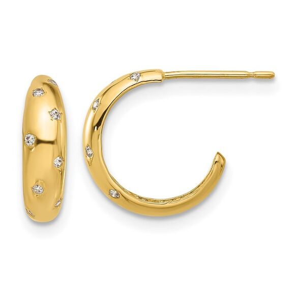 14k Yellow Gold Madi K Polished CZ Post Hoop Earrings,All Products : American Fashion Style Bags On Sale